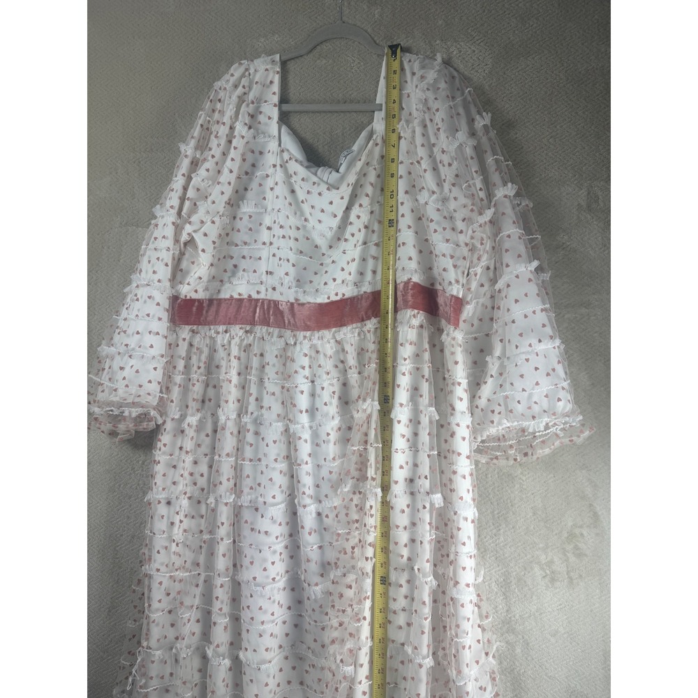 Ivy City Co Sweetheart Dress 4X White Pink Heart Mesh Ruffle Velvet Trim Plus - Picture 4 of 11